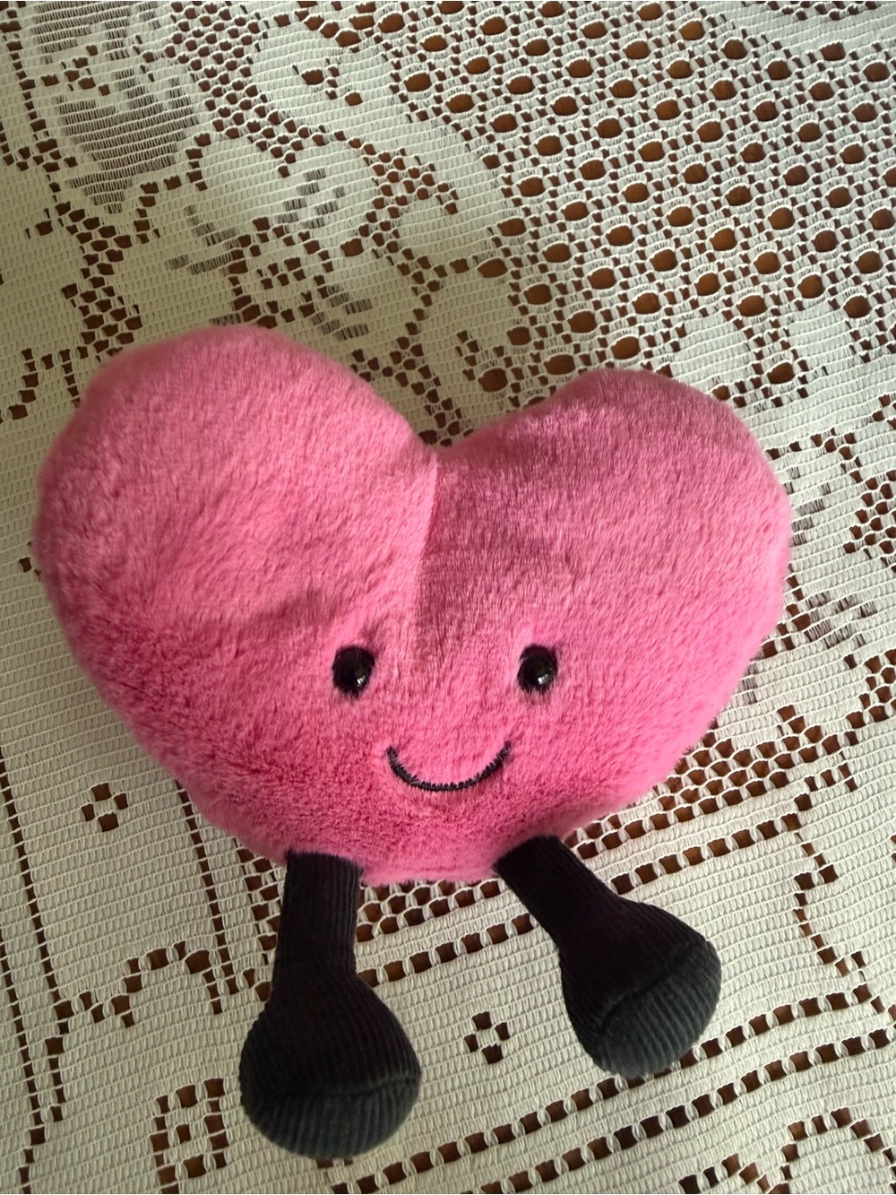 Retired Pink Amuseables Jelly Cat Plush Red Heart with Smiling Face